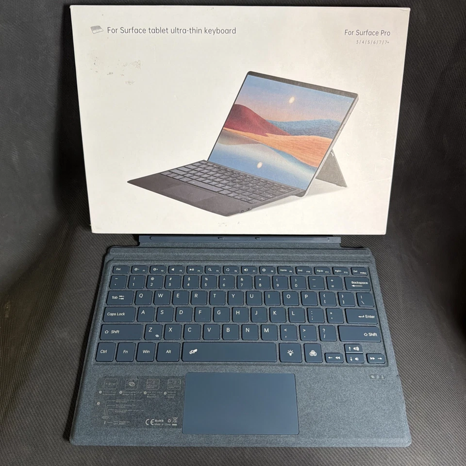 Ultra-thin Keyboard for Microsoft Surface Pro 7+/7/6/5/ 4/ 3 Cobalt w/Backlight - Image 1 of 4