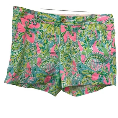 Short Feminino Lilly Pulitzer The Callahan Tamanho 14 Rosa Verde Estampa Floral - Imagem 1 de 4