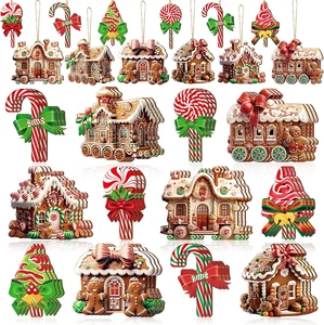 36 Teile Weihnachten Lebkuchenhaus Ornament Set Holz Christbaumschmuck Lo - Bild 1 von 7