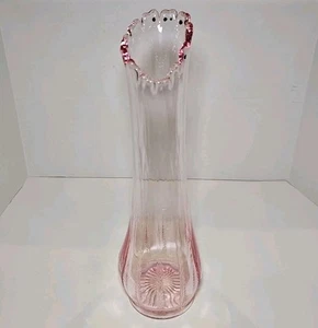 MCM LE Smith Pink Victoria Fern Scroll Swung Stretch Vase 1960s 15” Tall Vintage - Picture 1 of 13