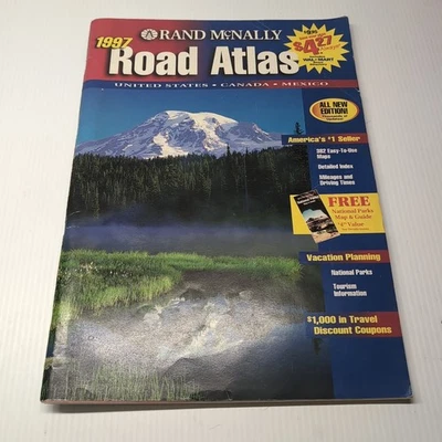 Rand McNally Road Atlas 1997 U.S. Canada Mexico 128 Pages Large 16x11" Paperback Foto 1 de 2