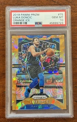 2019-20 Panini Prizm #75 Luka Doncic Orange Ice Prizm PSA 10 Mavericks Lakers Foto 1 de 2