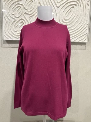 Suéter Coldwater Creek LS Magenta Cuello Simulado Mujer Talla M Seda/Algodón Tejido Foto 1 de 4