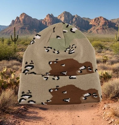 Camo Camouflage Stocking Cap Beanie Hat Hunting Hunter Military Desert Brown - Image 1 of 4