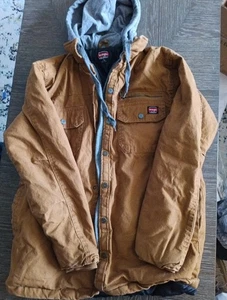 Wrangler Canvas Workwear Jacket Medium Quilted Chore Barn Field Coat Hooded - Bild 1 von 9