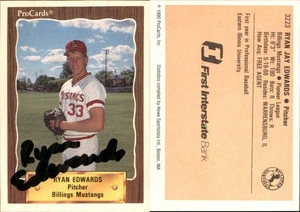Ryan Edwards Signed 1990 ProCards RC Card *Autograph Den* Auto AU - Picture 1 of 1