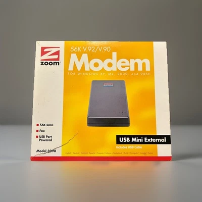 Zoom USB Mini Externes Modem 56K V.92/V90 Modem Model 3090 mit Software, Kabel - Bild 1 von 3
