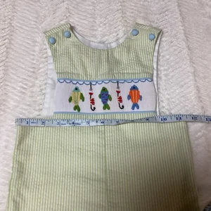 Baby Junge Angeln Seersucker gesmokter Shortall Jon Jon Honsesly 18 Monate Overall - Bild 1 von 9