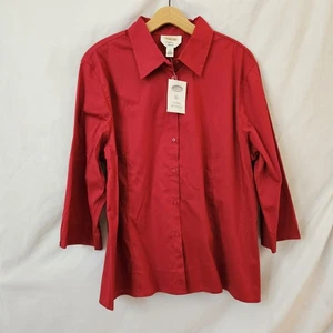 Talbots Stretch-Bluse mit Knopfleiste Damen L neu ohne Etikett Vintage rot Büro Karrierekleidung - Bild 1 von 11