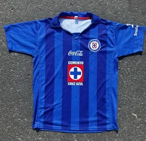 Cruz Azul Trikot Vintage Fußball Kit Futbol Cemento L blau Streifen Sponsoren - Bild 1 von 9