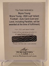 Bryce Young - Leaf Valiant Redemption Card - Alabama / Carolina Panthers 