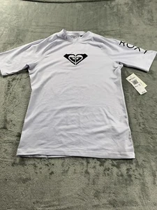 NWT Roxy Girl's Whole Hearted Short Sleeve Rash Guard Bright White Size Large - Picture 1 of 15