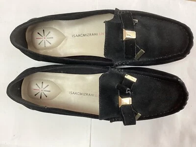 Isaac Mizrahi Live! Zapato para mujer 9,5 M negro terciopelo charol sin cordones plano con lazo Foto 1 de 4