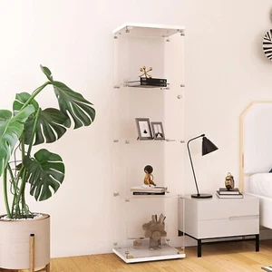 4 Shelf Glass Display Cabinet,Glass Curio Cabinets Bookshelf Display Trophy Case - Picture 1 of 34