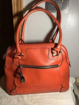 London Fog 橙色皮革挎包大号双手柄 ~ 魅力 ~ GUC — 第 1/4 张图片