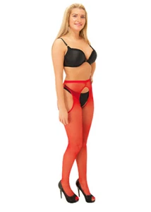 COLLANT OUVERT TRASPARENZE TAILLE 1/2 MODELE ABBIE STRIP PANTY COULEUR ROUGE - Imagen 1 de 3