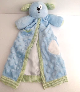 Mud Pie Lovey Security Blanket Blue Dog Patch Eye Satin Seersucker Trim Ears - Picture 1 of 7