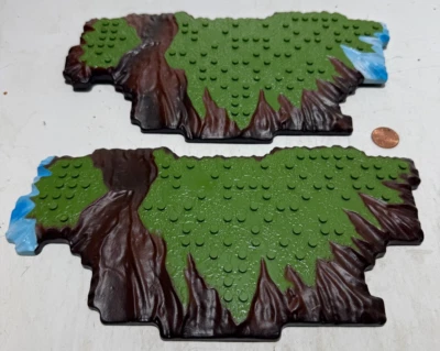 Lot Of 2! Mega Bloks AM02027 Green Brown Blue Baseplates Replacement Add-Ons - Image 1 of 3