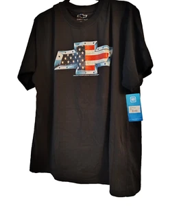 Official Chevy Chevrolet Men's Shirt American Flag Symbol Large Black - Picture 1 of 2
