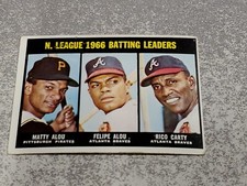 1967 Topps Baseball Card #240 N. League 1966 Batting Leaders Alou Carty