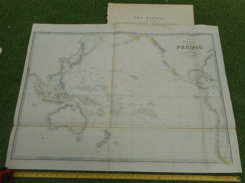 100% ORIGINAL LARGE PACIFIC BASIN MAP BY JAMES WYLD  C1849 VGC ORIGINAL COLOUR - Image 1 of 1