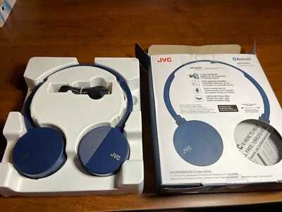 JVC HAS23WA Flats Bluetooth Headphones Fold Flat - Mic & 3 Button Remote (Blue) - Image 1 of 2