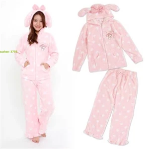 My MELODY Plush Sleepwear Winter Homewear Hooded Suit Coral Velvet Coat Pants - Picture 1 of 13