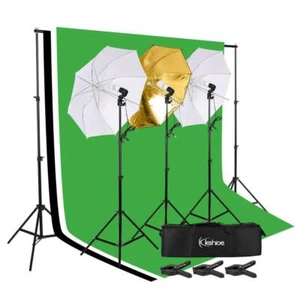 Photo Studio Lighting Photography 3 Backdrop Stand Muslin Light Kit Umbrella Set - Picture 1 of 10
