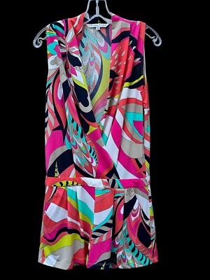 Mameluco Trina Turk Sin Mangas Giselle Estampado Tropical Bolsillos Talla S Foto 1 de 4