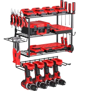 4 Tier Wall Mount Power Tool Organizer,Drill Holder Rack for Garage Organization - Picture 1 of 7