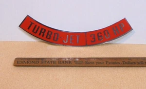60 70s Chevy Chevrolet Turbo-Jet 360 HP Air Cleaner Decal Sticker Printed in USA - Bild 1 von 2