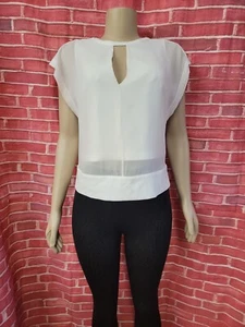 Robert Rodriguez Elegant Design Top Ivory Tank Silk sheer Blouse Overlay 8 #C - Picture 1 of 9