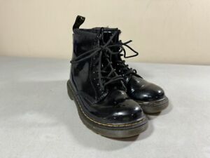 Dr Martens kids black leather side zip & lace up 1460J combat boots toddler 13
