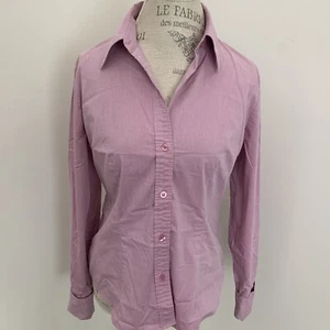 New York & Company Stretch Purple Collared Button-Up Blouse Size M  - Picture 1 of 6