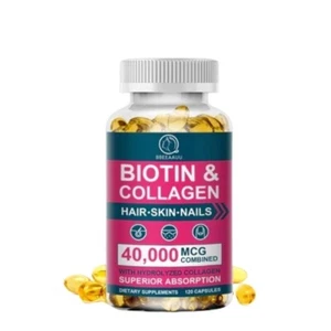 Biotina Cabello Piel Uñas 40 000 mcg Fuerza para Hombres y Mujeres. - Imagen 1 de 16