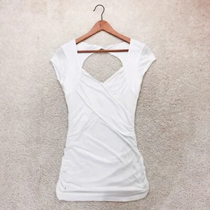 Kenar White Silver Metallic Short Sleeve Tunic Shirt Top M Medium NWT - Picture 1 of 5