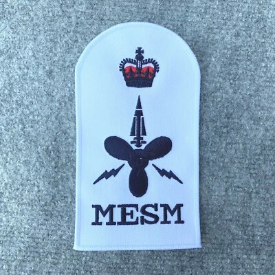 ROYAL NAVY SURPLUS ISSUE MESM PETTY OFFICER BRANCH BADGE WHITE,SUBMARINE,RN