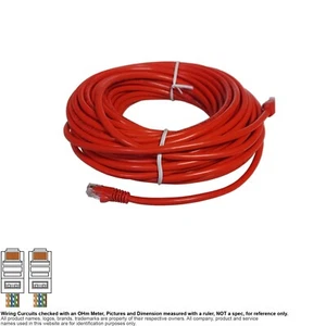 Cable RJ 45 RJ45 Patch Ethernet Network 350MHz C5e Cat.5e 75FT Red 140141 - Picture 1 of 3