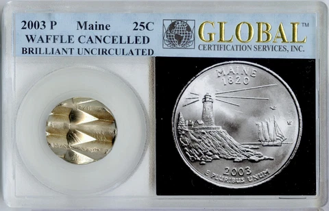 2003 P Maine Mint Quarter Cancelled Waffled Error Limited Edition Coin -DN097 Cover
