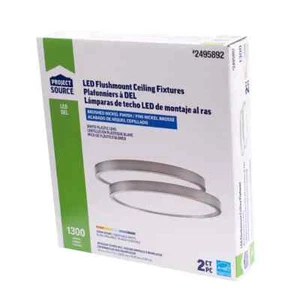 Project Source Two 13" Flushmount Brush Nickel Light w/Light Temp Adjust MXL1069 - Picture 1 of 3
