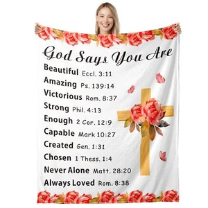Christian Blanket Christian Gifts for Women Men Throw Blanket Baptism Gifts f... - Picture 1 of 8