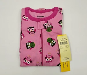 Girls Pink Hoot Owl Cotton Footed Pajamas Size 12m-18m - Picture 1 of 4