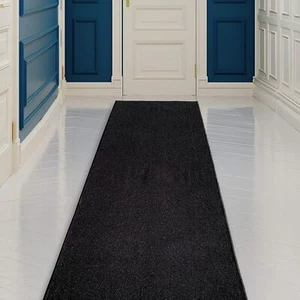 Runner da corridoio misura personalizzata design solido nero 26" e 31" alla tua lunghezza - Foto 1 di 5