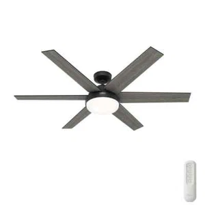 Millington 60 in. Indoor Matte Black Ceiling Fan with Light Kit and Remote - Picture 1 of 7