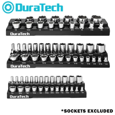 DURATECH 3PC 1/4" 3/8" 1/2"Drive Magnetic Socket Organizer Set SAE Socket Holder - Image 1 of 4