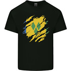 Torn Saint Vincent and Grenadines Flag Football Mens Cotton T-Shirt Tee Top