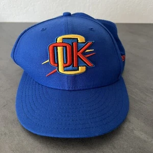 New Era Bright Blue Oklahoma City Thunder Logo Baseball Hat Cap, Size 7 & 3/8 - Picture 1 of 6
