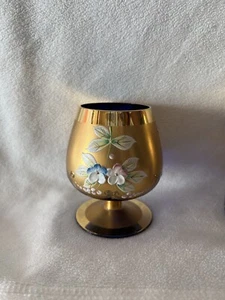 Czech Bohemian Cordial Shot Glass Cobalt Blue Gold Gild Floral Hand Painted - Picture 1 of 8