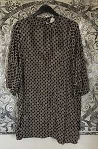 H&M Women’s Long Top Black Brown Geometric design UK 22 EU 50 #ALP29 - Picture 1 of 3