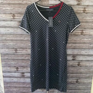 Tommy Hilfiger Women's Short-Sleeved Dress Size M Navy Blue Logo V-Neck NWT - Picture 1 of 8